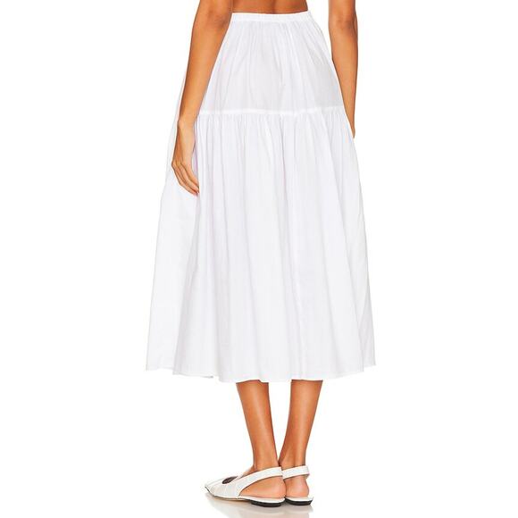 ENZA COSTA Tiered Maxi Skirt Womens XL White Cotton Full Pull On Boho Beachy NEW - Picture 3 of 16